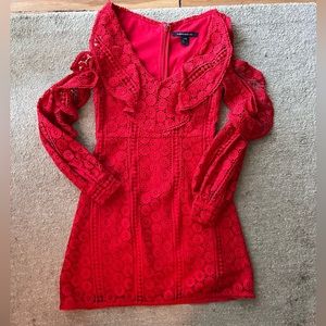 French connection red lace dress size 2